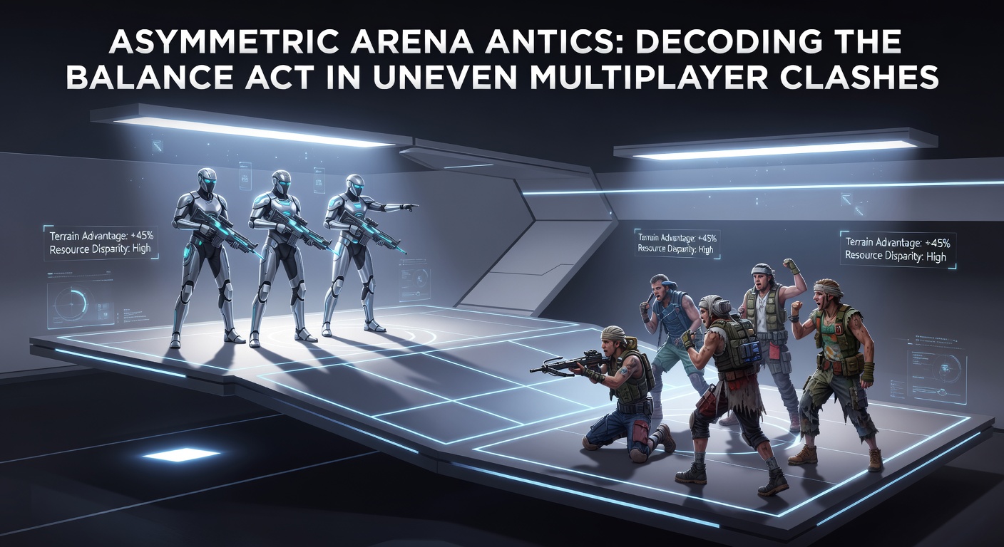 Players engaged in an asymmetric multiplayer match, with one side outnumbered but empowered by unique abilities, highlighting the tension of uneven clashes in arena-style games