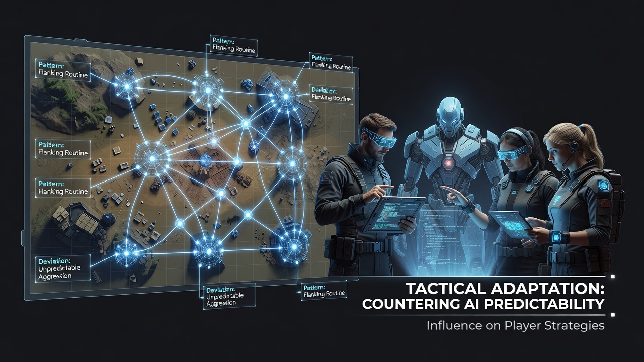 Visual representation of pattern recognition algorithms analyzing enemy movement sequences in tactical role-playing game environments
