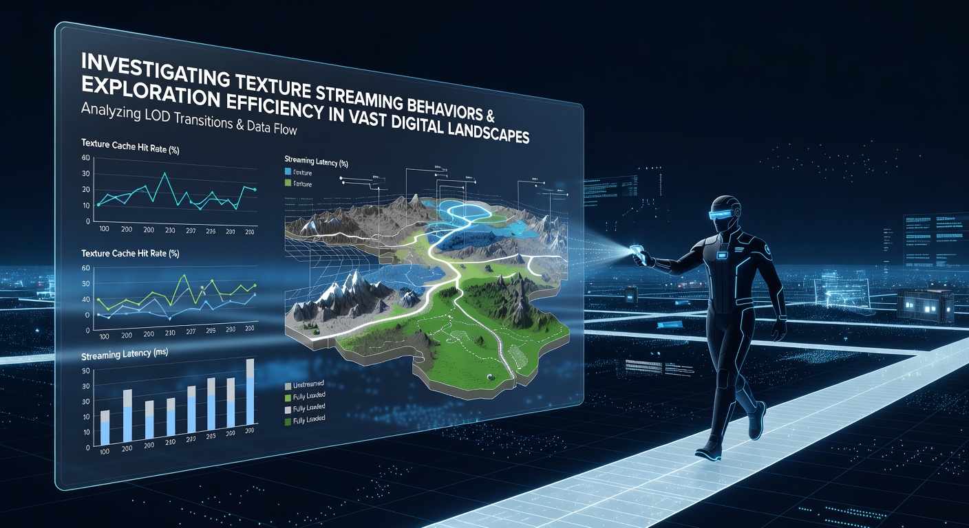 Vast digital landscape showing texture streaming in action across distant terrain and structures