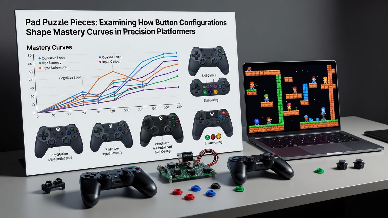 Graph illustrating mastery curve progression based on different button configuration setups in platformer gameplay data