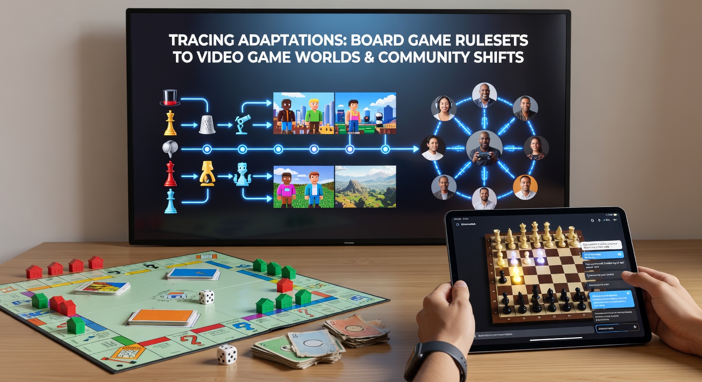 Community dashboard displaying online leaderboards and discussion threads for adapted board games