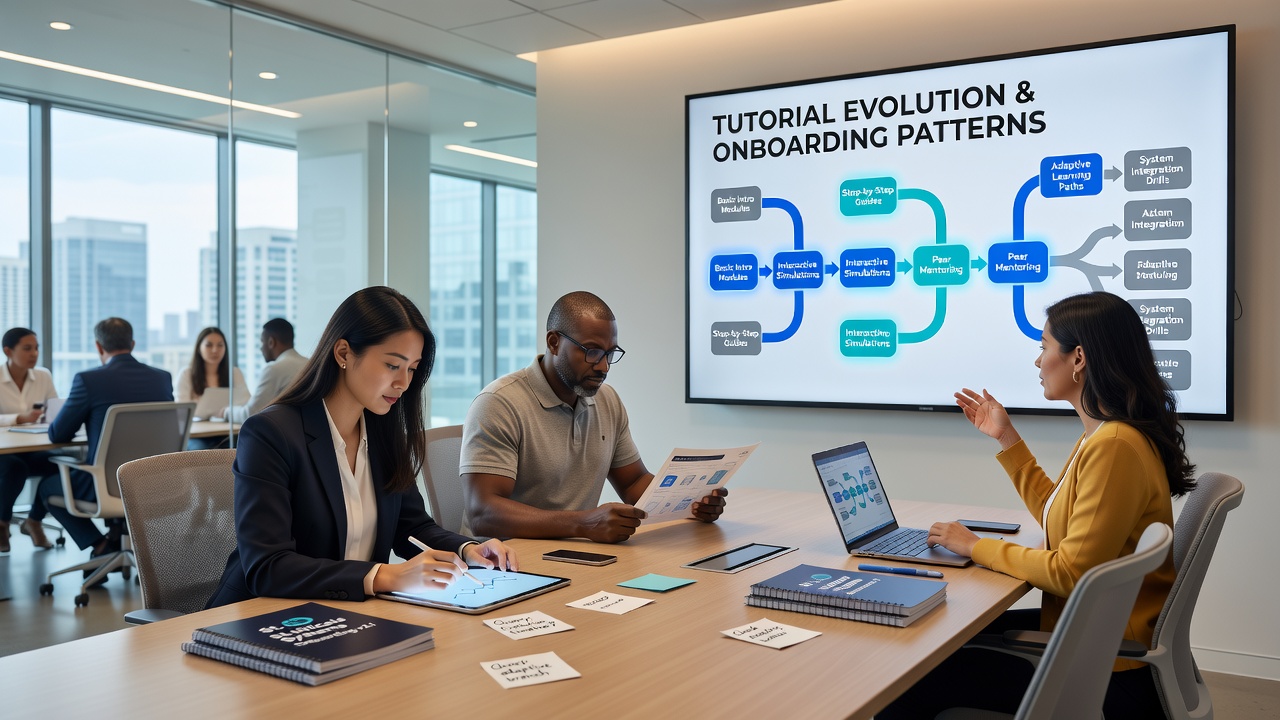 Interactive tutorial example demonstrating adaptive guidance in a complex strategy simulation environment